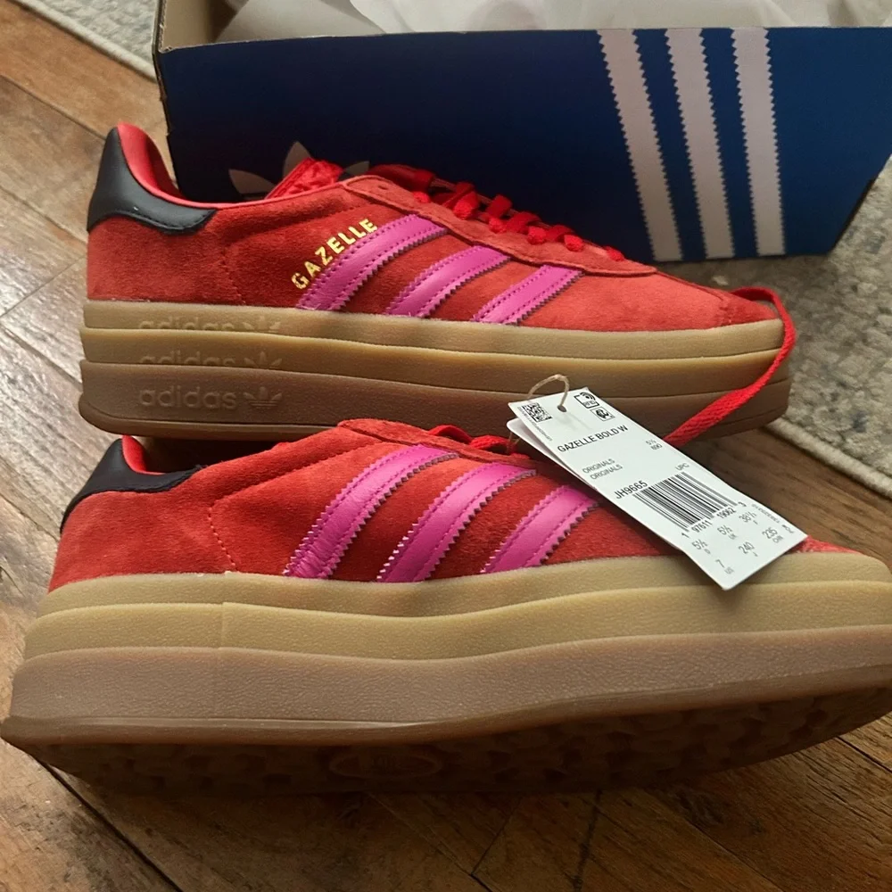Adidas Red and Pink Gazelle Women's Sneakers - Picture 2 of 6